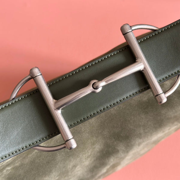 GG 25FW Beatrix Handbag 35cm Moss Green Suede SHW