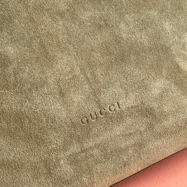 GG 25FW Beatrix Handbag 40cm Moss Green Suede SHW