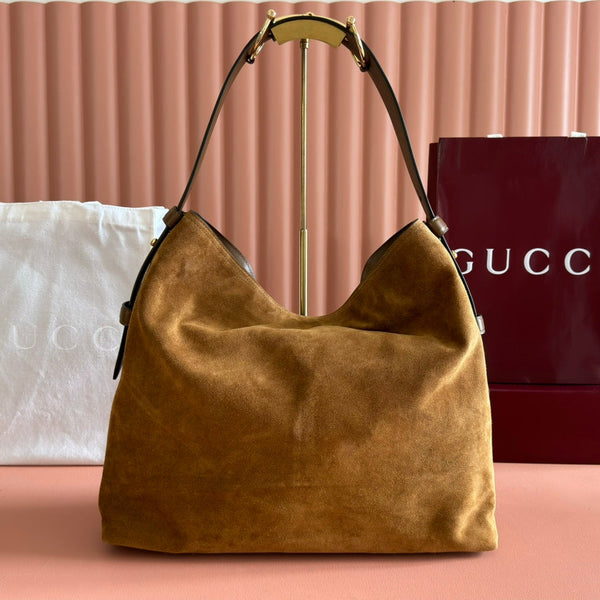GG 25FW Beatrix Handbag 40cm Brown Suede GHW