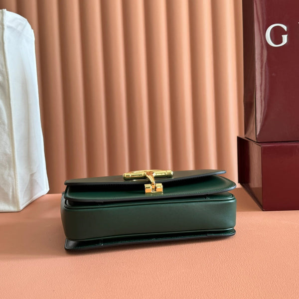 GG 25FW Siena Small Shoulder Bag 23cm Dark Green Calfskin GHW