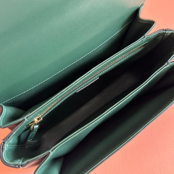 GG 25FW Siena Small Shoulder Bag 23cm Dark Green Calfskin GHW