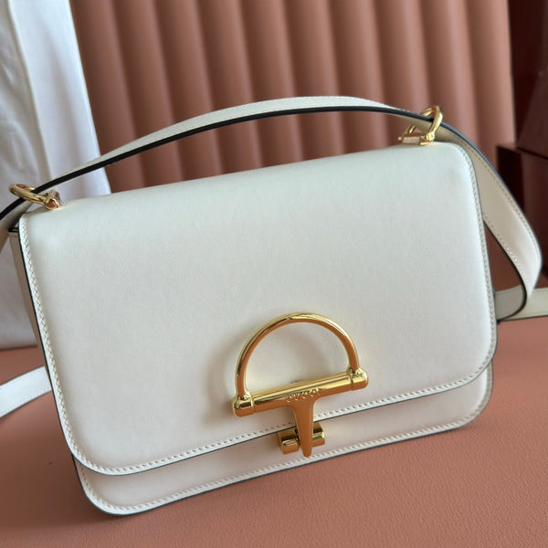 GG 25FW Siena Small Shoulder Bag 23cm White Calfskin GHW