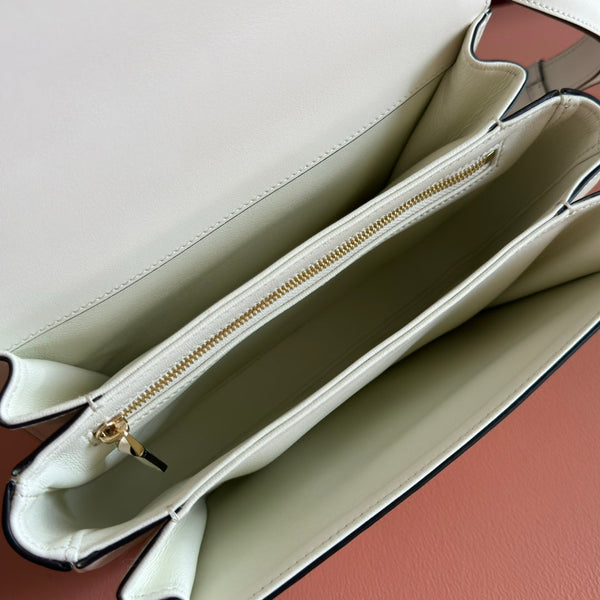 GG 25FW Siena Small Shoulder Bag 23cm White Calfskin GHW