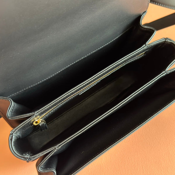 GG 25FW Siena Small Shoulder Bag 23cm Black Calfskin GHW