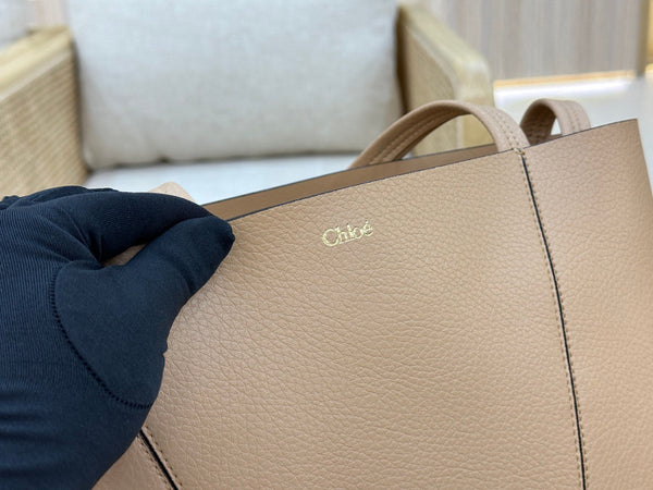 Chloe Spin Tote Bag Medium 27cm Beige Calfskin 272302