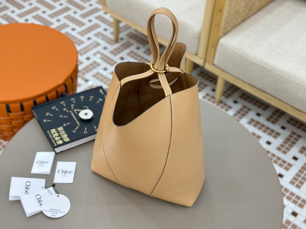 Chloe Spin Tote Bag Large 35cm Beige Calfskin 272300