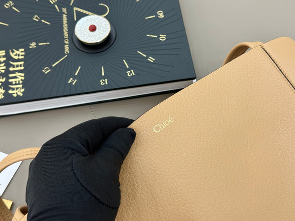 Chloe Spin Tote Bag Large 35cm Beige Calfskin 272300