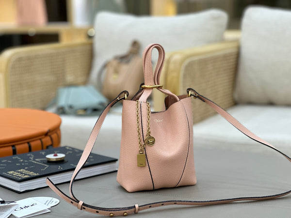 Chloe Spin Tote Bag Small 18cm Pink Calfskin 272297