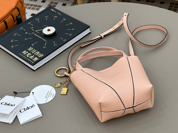 Chloe Spin Tote Bag Small 18cm Pink Calfskin 272297