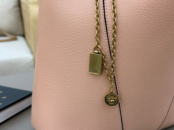 Chloe Spin Tote Bag Medium 27cm Pink Calfskin 272295