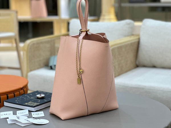 Chloe Spin Tote Bag Large 35cm Pink Calfskin 272293