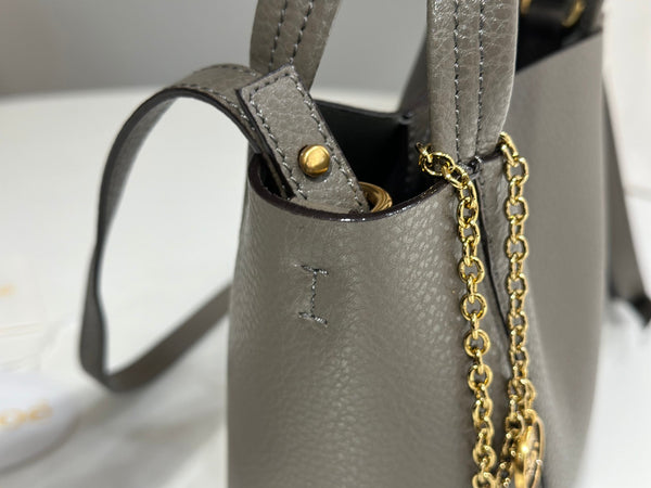 Chloe Spin Tote Bag Small 18cm Grey Calfskin 272291