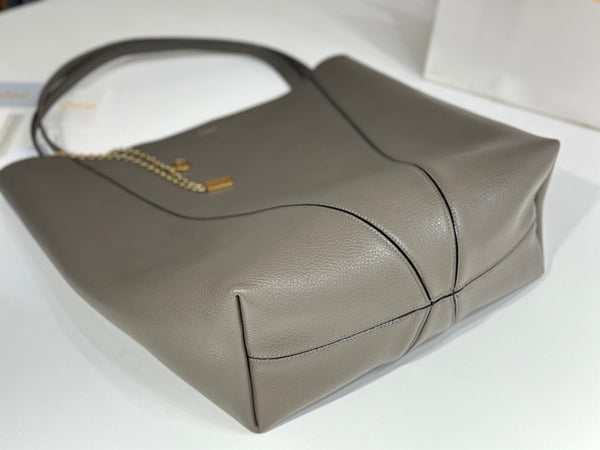 Chloe Spin Tote Bag Large 35cm Grey Calfskin 272279