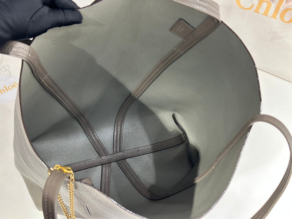 Chloe Spin Tote Bag Large 35cm Grey Calfskin 272279