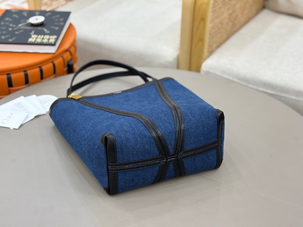 Chloe Spin Tote Bag Medium 27cm Blue Denim Calfskin 272224