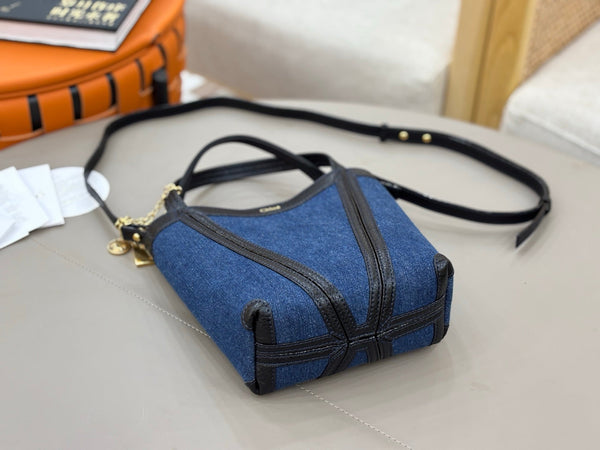 Chloe Spin Tote Bag Small 18cm Blue Denim Calfskin 272221