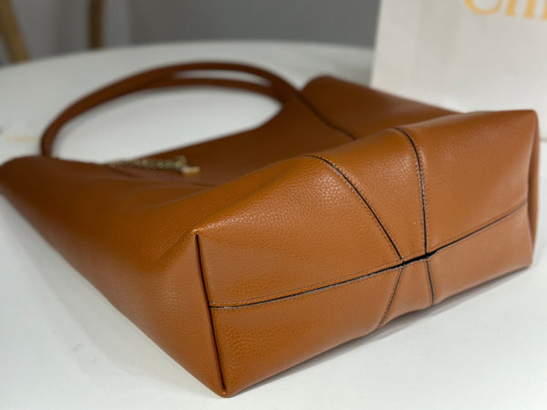 Chloe Spin Tote Bag Large 35cm Brown Calfskin 272217