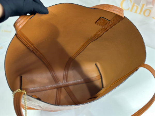 Chloe Spin Tote Bag Large 35cm Brown Calfskin 272217