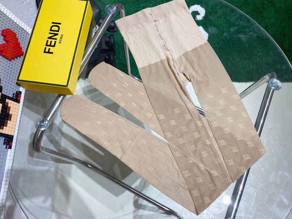 Fendi FF wave-patterned flocked pantyhose