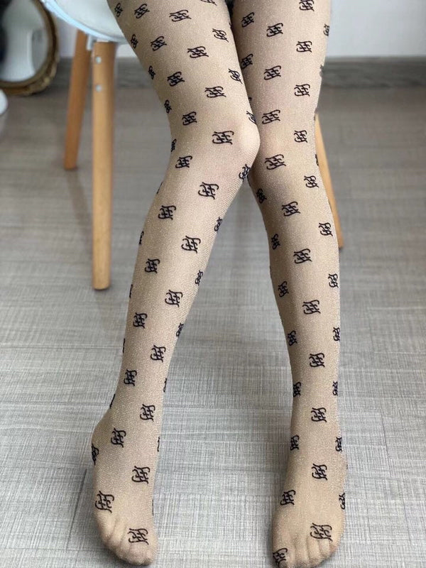 Fendi wavy double-F logo flocked pantyhose