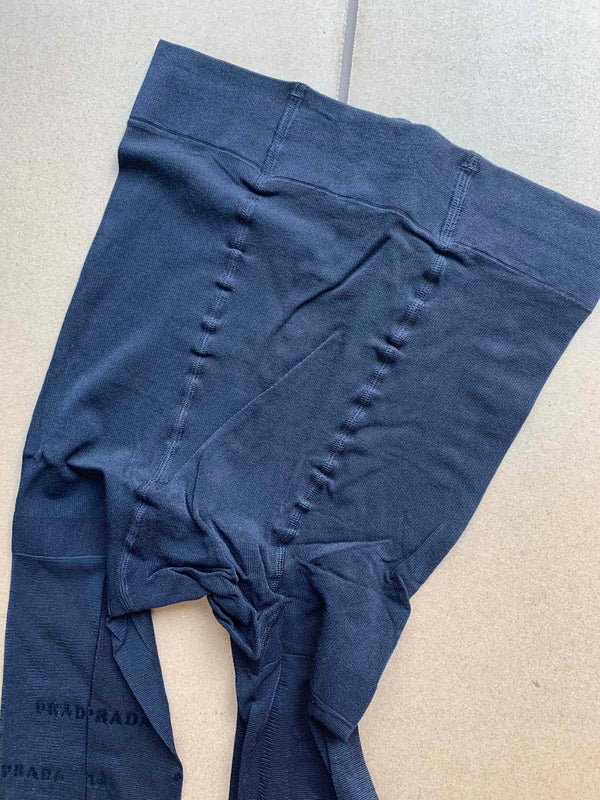 Prada haute couture version 3D letter flocked black pantyhose