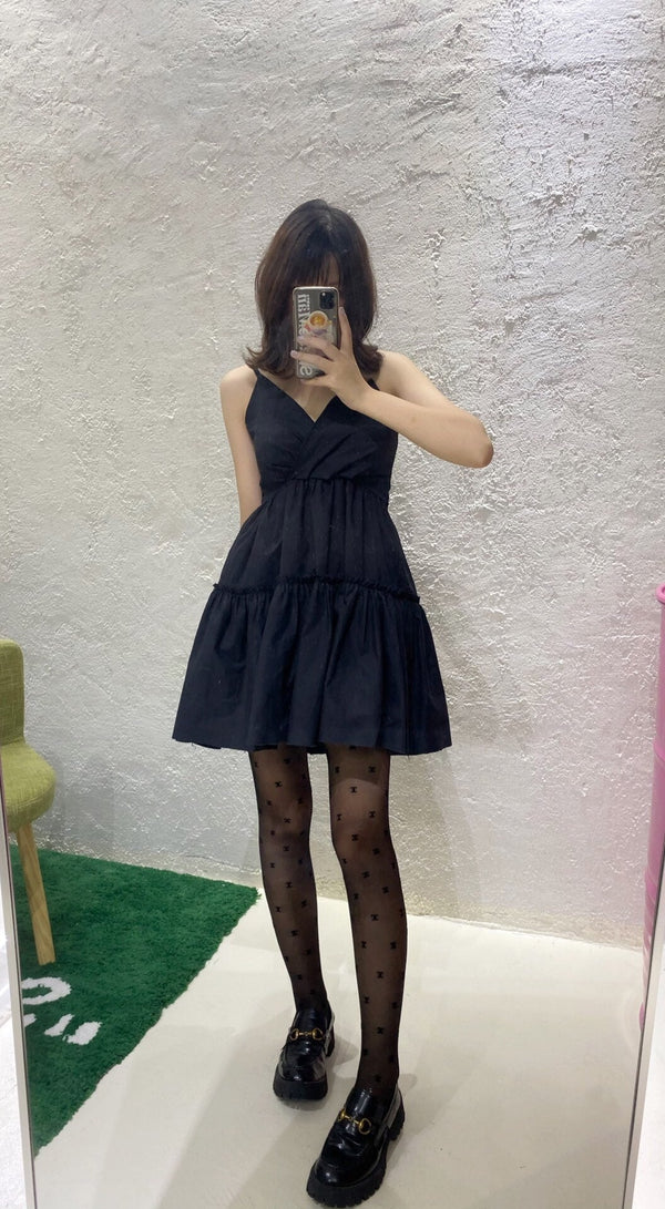 CC high-end couture flocked mini logo pantyhose