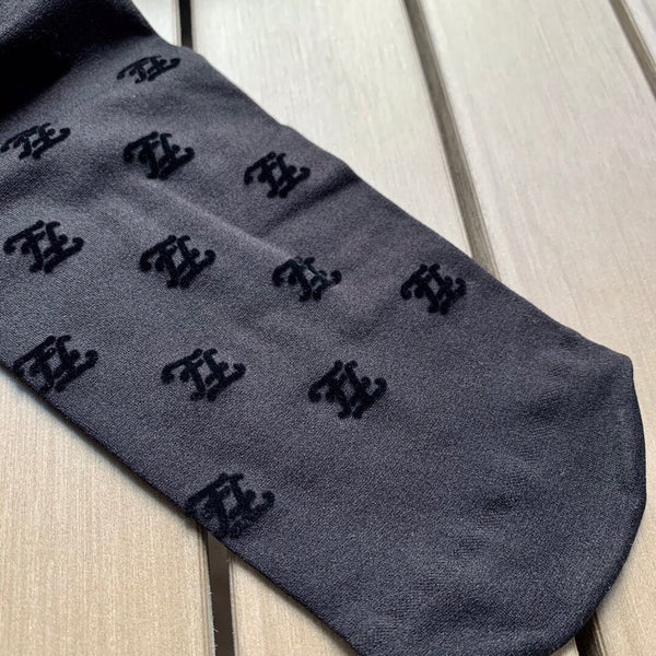 Fendi thickened wave FF logo flocked black pantyhose