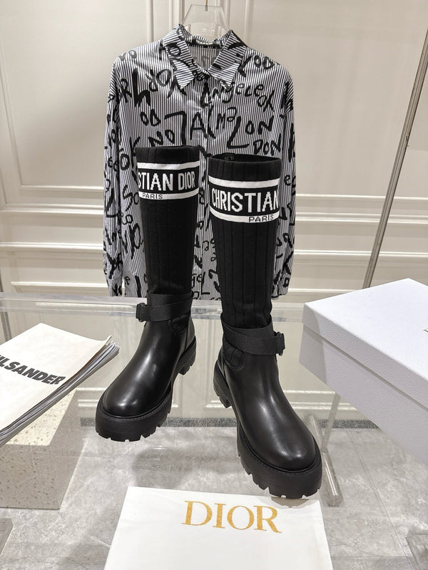 Bottes d'équitation CD Hight Stocking en cuir de vachette noir 565790