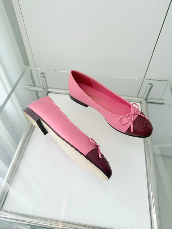 ballerines rose panaché bordeaux agneau 566821
