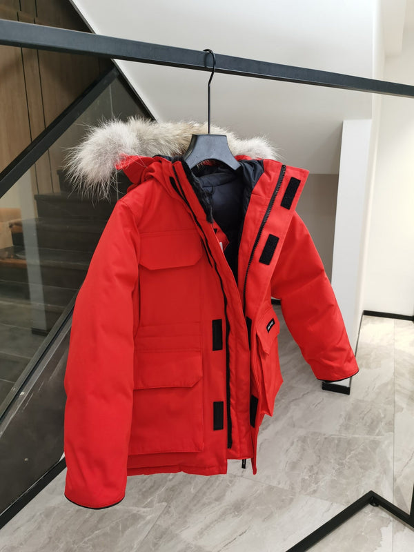 Canada Goose Children Parka Jacket Red Fox Fur Polyester Cotton