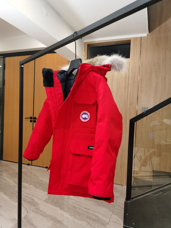 Canada Goose Children Parka Jacket Red Fox Fur Polyester Cotton