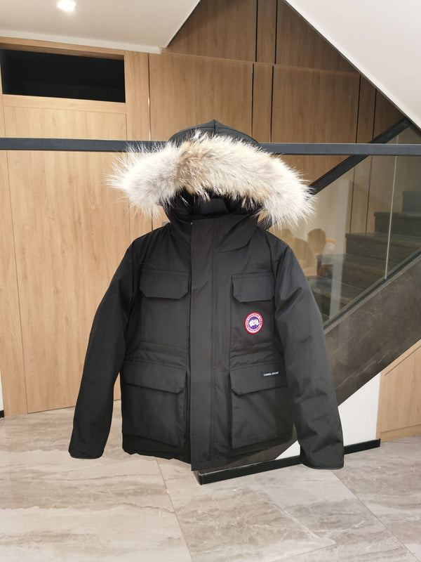 Canada Goose Children Parka Jacket Black Fox Fur Polyester Cotton