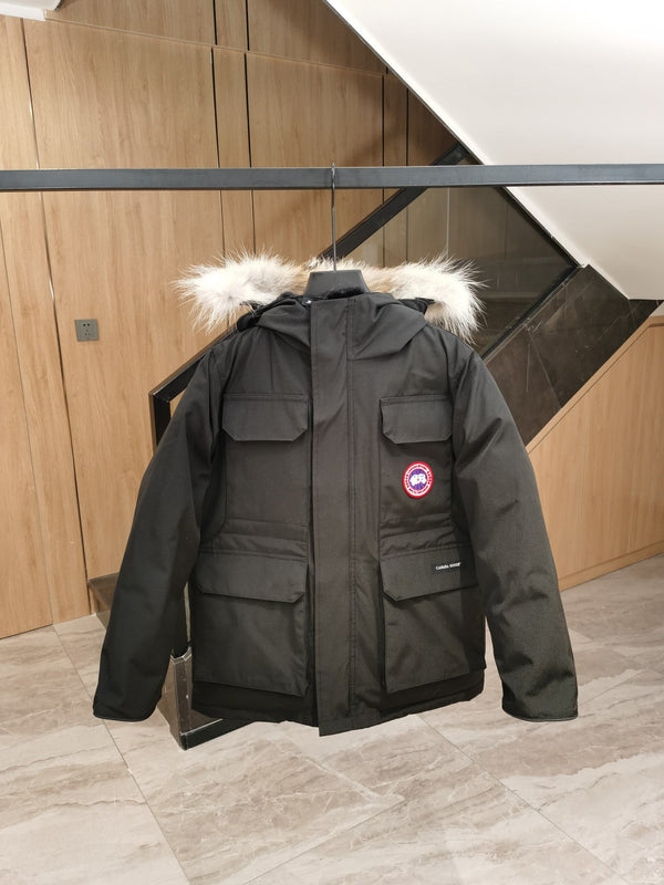 Canada Goose Children Parka Jacket Black Fox Fur Polyester Cotton