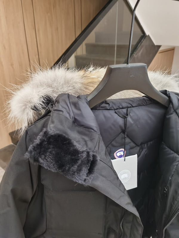 Canada Goose Children Parka Jacket Black Fox Fur Polyester Cotton