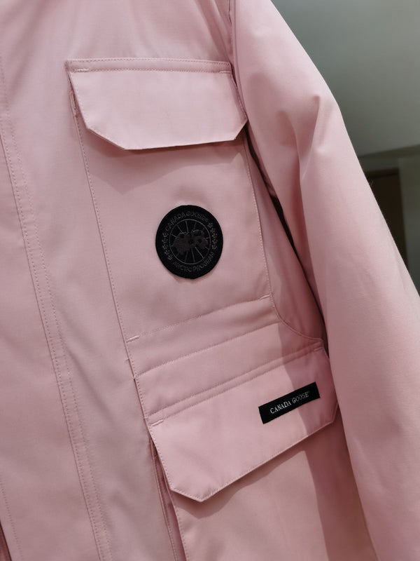 Canada Goose Children Parka Jacket Sandy Pink Fox Fur Polyester Cotton