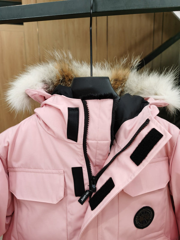 Canada Goose Children Parka Jacket Sandy Pink Fox Fur Polyester Cotton