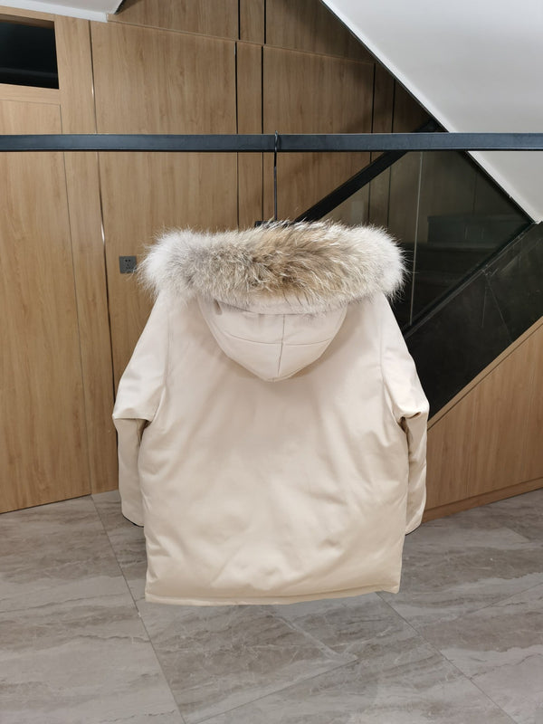 Canada Goose Children Parka Jacket Off White Fox Fur Polyester Cotton