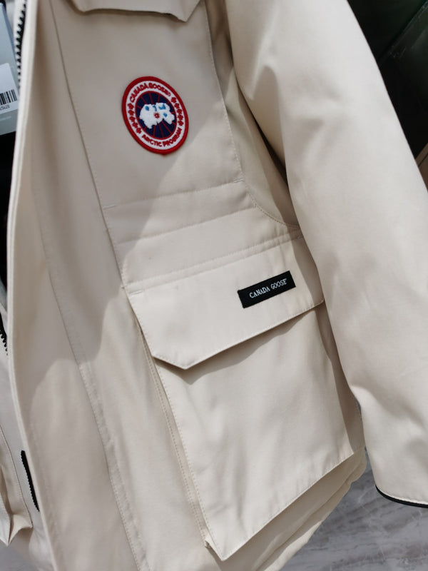 Canada Goose Children Parka Jacket Off White Fox Fur Polyester Cotton