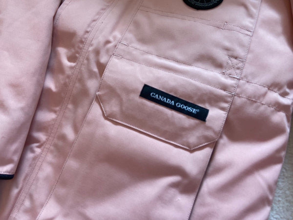 Canada Goose Blouson Enfant Fourrure de Loup Rose Sable Polyester Coton