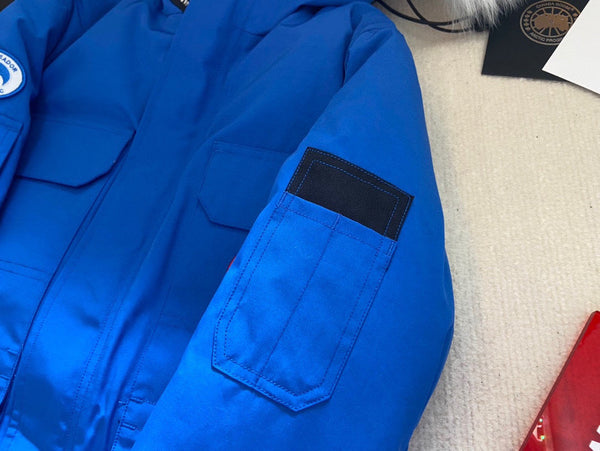 Canada Goose Veste Enfant Fourrure de Loup Bleu Polyester Coton