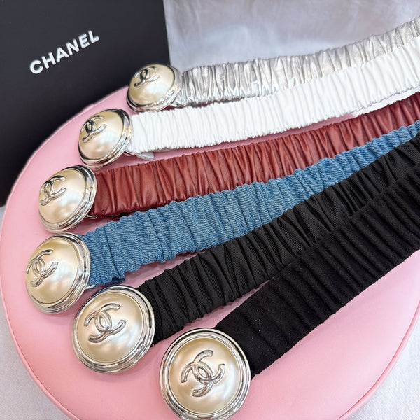 Ceinture Femme CC Stamp Boucle 30mm Élastique Rouge Cuir de Vachette 196838