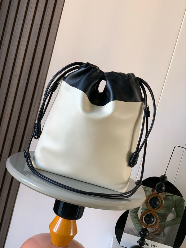 Loewe Flamenco Tote Bag 38 in Black mix White Lamskin 274216