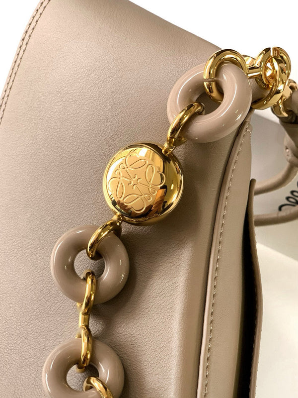 Loewe Ola Handbag Medium 26cm in Beige Silver Calfskin 274224