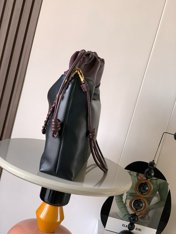 Sac Cabas Loewe Flamenco 38 en Cuir d'Agneau Rouge Bourgogne 274218