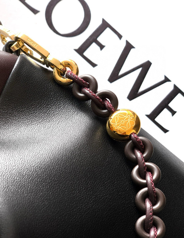 Sac Cabas Loewe Flamenco 38 en Cuir d'Agneau Rouge Bourgogne 274218