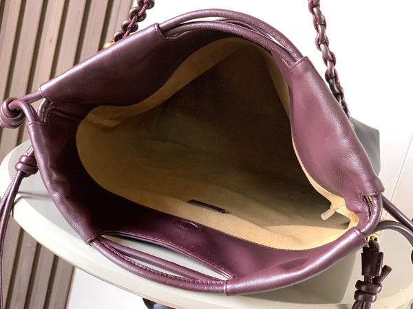 Sac Cabas Loewe Flamenco 38 en Cuir d'Agneau Rouge Bourgogne 274218