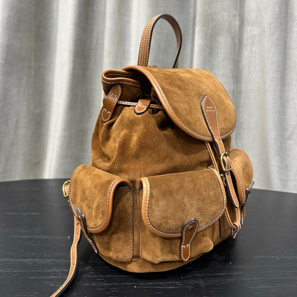 Sac à dos en cuir et suède Polo Ralph Lauren 36 marron
