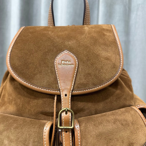 Sac à dos en cuir et suède Polo Ralph Lauren 36 marron