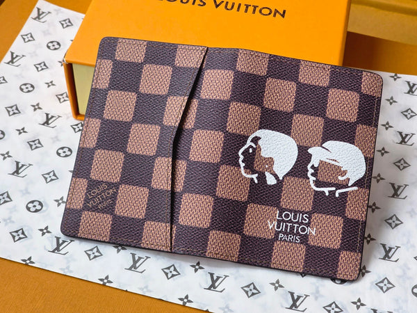 LV Collaboration Pocket Wallet Card Holder Brown PVC Fabric with Leather 274754