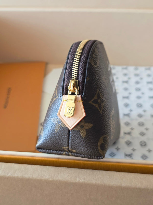 LV Christmas Collection Cosmetic Bag Brown Monogram Canvas 274909
